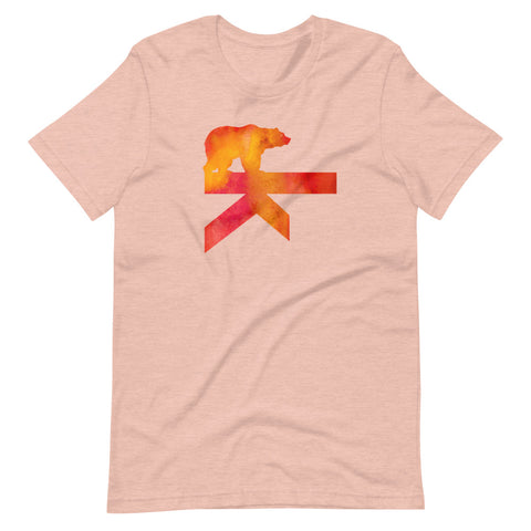 Unisex Orange-Pink Watercolor Karhu Logo T-Shirt